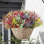 42 Bundles Artificial Plant Outdoor UV Resistant Faux Plants No Fade Fake Plastic Flowers for Outside Home Garden Porch Patio Window Box Hanging Planters Summer Decor