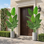 Birds of Paradise Plant Artificial, 6.6FT Fake Plant Faux Banana Leaf Tree with 15 Banana Leaves, Lifelike Tall Fake Tropical Palm Indoor Silk Floor Plant in Black Pot for House,Office,Room,Home Decor