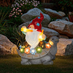 Gnome Garden Decor Statue with Solar Light Lantern, Turtle with Succulent Birthday Gifts for Women Mom Grandma, Funny Waterproof Resin Figurine Outdoor Decorations for Yard Patio Lawn Balcony Porch