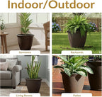 Sunnydaze 15.25-Inch Anjelica Large Plastic Pot for Plants - Outdoor Double-Walled Large Plastic Planter with Drillable Drainage Holes - Rust