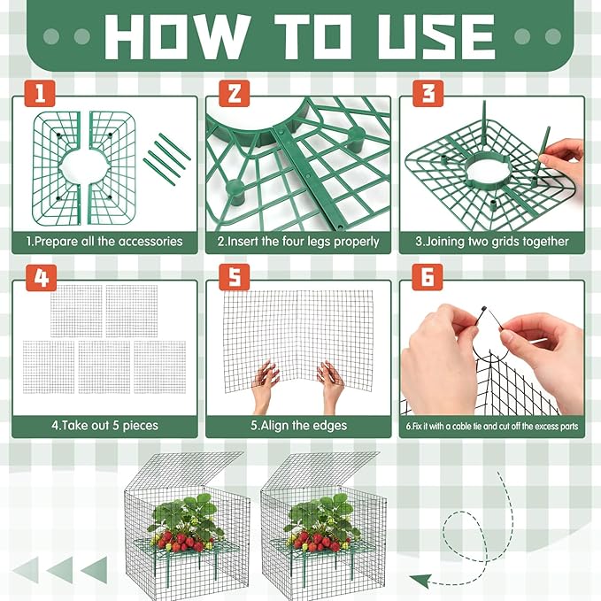 8 Set Strawberry Supports with Wire Plant Protectors from Animal 2 x 12 Inch Metal Garden Protection Cage for Strawberries Vegetables Shrubs Rabbit Proof Cage Set for Outdoor Garden