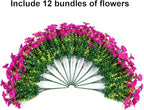 HyeFlora Artificial Flowers for Outdoors Fake Plants Outside Decoration, 12 Bundles Faux Fuchsia Morning Glory UV Resistant Look Real Silk Flowers for Outside Planter Front Door Porch Patio Yard Urn