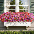 Alupssuc 24 Bundles Artificial Flowers for Outdoors Decoration, UV Resistant Silk Faux Floral Spring Summer Fake Plastic Plants Greenery for Outside Indoor Garden Porch Window Box Home Decor(4 Colors)