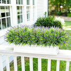 Ivydale 20PCS Artificial Plants Fake Flowers Monkey Grass for Outdoors,UV Resistant Realistic Purple Faux Greenery Shrubs Outside Decor for Home Garland Porch Patio Balcony Planter Yard Office Pathway
