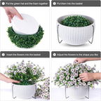 HyeFlora Artificial Fake Hanging White Flowers Plants Basket for Outdoor Outside Fall Winter, Faux Silk Daisy UV Resistant Look Real for Christmas Porch Patio Balcony Home Yard Decoration