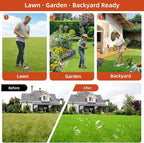 GAINO Manual Lawn Aerator Tool with 15 Spikes, 32"-35" Adjustable T-Handle Aerator for Lawn, Automatic Dirt Ejection Design, Heavy Duty Yard Grass Aerator for Soil Compaction,Gray