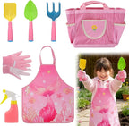 Kids Gardening Tool Set - Garden Tools for Kids with Shovel Trowel Rake Apron Gloves Watering Can and Tote Bag, Outdoor Toys Great Gifts for 3 4 5 6 7 8+ Years Old Girls (Upward Mermaid Tail)