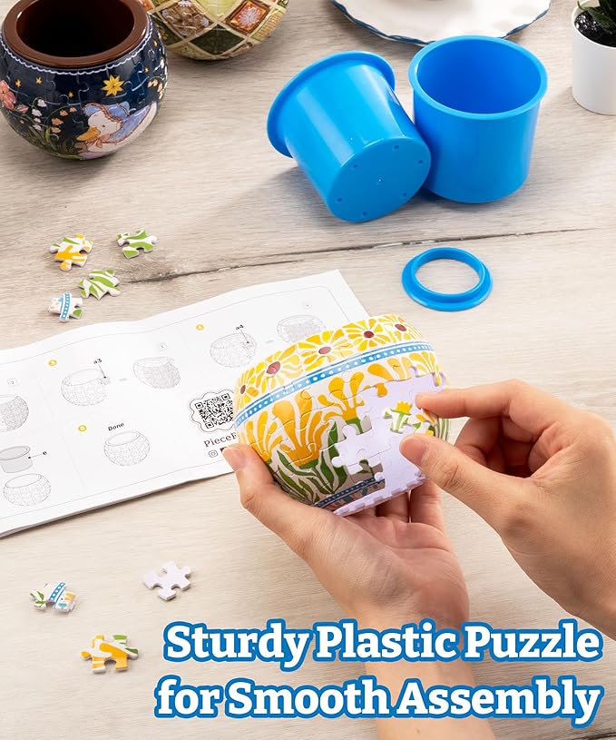 PieceRelax 3D Puzzle Planter - SMART - Happy Reading - Danish Folklore Style, for Mom, Home Decor Flower Pots for Indoor Cactus, Succulents Pots [K1102]