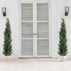 5 Feet Outdoor Artificial Topiary Cedar Tree, Set of 2 UV Resistant Potted Faux Cedar Trees for Outdoors and Indoors, Decorative Fake Shrubs Topiary Trees for Home Living Room Front Door Decor
