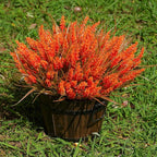 20 Bundles Artificial Plants Outdoor, UV Resistant Fake Flowers, Realistic Faux Lavender Shrubs for Porch Garden Window Box Home Decoration (Fall Orange)