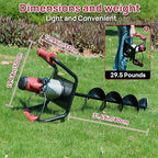 DC HOUSE 1500W Electric Post Hole Digger Earth Auger Hole Digger Digging Tools Auger with 6" Digging Bit Set with Reverse Function, Prune Farmland and Garden