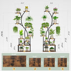 Plant Stand Indoor with Grow Lights 9 Tiered Wood Plant Shelf 62" Tall Plant Stand Metal Frame for Indoor Plants Multiple Flower Pot Holder, Large Plant Rack for Living Room Patio Corner 2 Pack