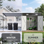 Aoxun 7x6FT Outdoor Storage Shed & Hardtop Canopy Gazebo Combo | 13.3x5.6FT Metal Lean to Shed, 2-in-1 Garden Bike Shed for Patio, Backyard, Deck, Black