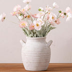 Vanselia Ceramic Flower Vase Home Decor - Farmhouse Table Vases with Handle Living Room Decoration Vintage Decorative Aesthetic for Shelf Coffee Dining Desk House Bookshelf Fireplace (7.1" Rustic)