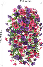 HyeFlora Artificial Flowers for Outdoors Decoration, 2Pcs Fake Hanging Spring Summer Decor, Purple and Hotpink Realistic Plants, UV & Fading Resistant Silk Flower for Porch Patio Balcony Planter Yard