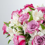 Benchmark Bouquets - Delightful Roses & Alstroemeria (Glass Vase Included) - Fresh Flowers for Delivery - Gift for Graduation, Birthday, Anniversary, Sympathy, Get Well, Congratulations