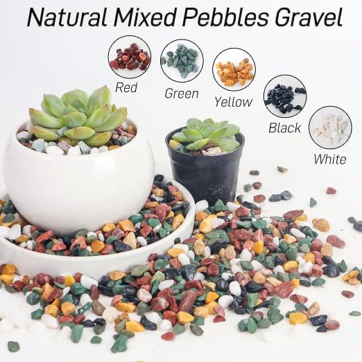 CJGQ 2.4lb Aquarium Gravel for Plants, 1/4Inch Fish Tank Gravel for Succulent Cactus and Bonsai, Decorative River Rocks Pebbles for Gardening, Flower Pots, Landscaping,Terrarium