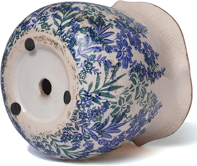 Dosayes Rustic Ceramic Planter, 6 Inch Tuscan Vintage Flower Pot with Drainage, Farmhouse Garden Pot for Indoor Plants, Kitchen & Garden Tuscan Decor, Plant Lover Gift (Cyan)