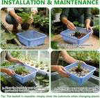 12PCS Aquatic Plant Baskets for Hydroponics Water Garden Plant Pots 10.5 x 10.5 x 3.7 Inch Square Plastic Mesh Basket for Hydroponics Live Aquarium Nursery Grow Botany Flowers