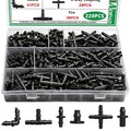 220PCS 1/4" Drip Irrigation Kit Barbed Connectors, Straight Barb, Tee, Single Barb, End Plug, Elbow, 4 Way Coupling Irrigation Fittings for Garden Lawn Flower Pot