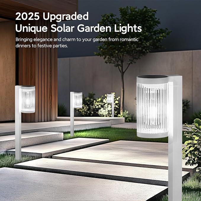 ELECLINK Solar Pathway Lights Outdoor, 6 Pack Upgraded Outdoor Solar Lights for Outside Super Bright Up to 12Hrs, IP65 Waterproof Solar Garden Lights for Yard Landscape Path Walkway Decor(Cool White)