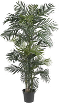 Nearly Natural 6.5ft Artificial Golden Cane Palm Tree, Lifelike Silk Indoor Palm With Three Textured Trunks Flexible Fronds Nursery Planter, Low Maintenance