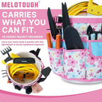 MELOTOUGH Bucket Caddy Organizer Bucket Tool Organizer for Garden Tools Fit 3.5 to 5 Gallon Bucket (Pink Flower)