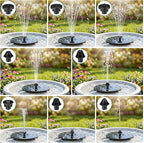 Mademax Solar Bird Bath Fountains, Upgrade 1.4W Solar Fountain Pump with 8 Nozzles & 4 Brackets, Free Standing Floating Solar Powered Water Fountain Pump for Bird Bath, Garden, Pond, Pool, Outdoor