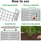 Hi Sasara 3 Sets Wire Plant Protectors Cage,11.8" Dia x 11.8" H,Metal Plant Protector Cage with Round Lids Plant Protector for Keep Rabbits Squirrels Animals Out,Garden Plant Protector with Staples