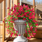 HyeFlora Artificial Flowers for Outdoors Fake Hanging Decoration, 2Pcs Hotpink Spring Decor, Realistic Plants, UV & Fading Resistant Silk Flower for Porch Patio Balcony Planter Yard