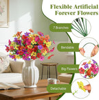 Alupssuc 20 Bundles Artificial Flowers for Outdoor Indoor Decoration, UV Resistant No Fade Fake Plants Eucalyptus, Colorful Faux Spring Flowers for Outside Yard Porch Patio Garden Home Window Box