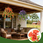 Homsunny Artificial Fake Flowers Plants for Outdoor Decoration, 2PCS Faux Petunias Silk Flower UV Resistant No Fade for Home Outside Garden Balcony Yard Porch Realistic Indoor Decor (Orange)