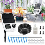 HIRALIY Solar Automatic Drip Irrigation System, Solar Powered Watering Device with Timer for Pots Plants, Drip Emitter Stake, with USB Port, for Indoor Irrigation Kit