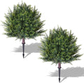 2 Pack Artificial Urn Filler, Artificial Cypress Topiary Shrubs, UV-Resistant Evergreen Plants, Indoor/Outdoor Decoration, Suitable for porches, courtyards, Gardens, and Flower beds