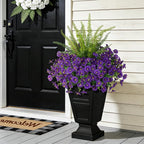 Hrobek Artificial Flowers for Outdoors Faux Plants Outside Indoor,UV Resistant Silk Fake Petunia Ferns for Home Patio Garden Back Yard Front Porch Decor(13 Bunches,Dark Purple)