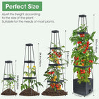 MQUPIN Tomato Planter Box with Trellis for Garden, 57 Inch Self-Watering Raised Garden Bed, Patio Tomato Cage for Climbing Vegetables & Flowers, Upgraded Tomato Pot for Indoor Outdoor Use (2 Pack)