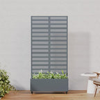 Casaphoria Metal Raised Garden Bed with Trellis and Wheels, 72"x35"x16" Planter Box for Climbing Plants, Vegetables & Vines, Features Drainage Holes and Privacy Screen, Grey-Harold