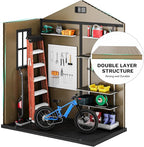 DWVO 6x4 FT Storage Shed Plastic with Floor, Outdoor Storage Shed with Lockable Door, Window and Vents, Waterproof Plastic Tool Storage for Garden, Patio, Backyard, Lawn