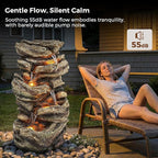 Jocoevol 32" High Outdoor Water Fountain, 5-Tiers Cascading Rock Waterfall Fountain with LED Lights for Garden, Patio, Yard Decor, Soothing Tranquility for Any Outdoor Living Space