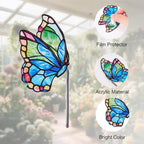 Flower Pot Decoration, 2Pcs Acrylic 2D Butterfly Plant Pot Hugger, 4.6 Inch Stained Butterfly Garden Stake Ornament Insert Decor for Indoor Patio (B)