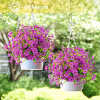 ATTGREAT Artificial Flowers Outdoor Faux Plants UV Resistant Fake Patio Flowers Plastic Greenery Plnats Outside Bulk for Spring Garden Hanging Planter Home Vase Decor, 24 Bundles (Purple)