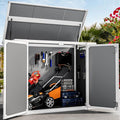 DWVO 41 Cu.ft Horizontal Resin Storage Shed, All Weather Outdoor Garden Shed 4.7x2.5 FT with Hydraulic Struts, 3 Locks, Lockable to Floor for Garden Tools, Trash Cans, Gray