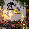 LOVERUIS Solar Garden Decor,Outdoor Elephant Statues with Solar Watering Can Lights-Yard Decorations for Patio, Backyard, Lawn Ornaments-Unique Birthday House Warming Gifts for Women, Mom, Grandma