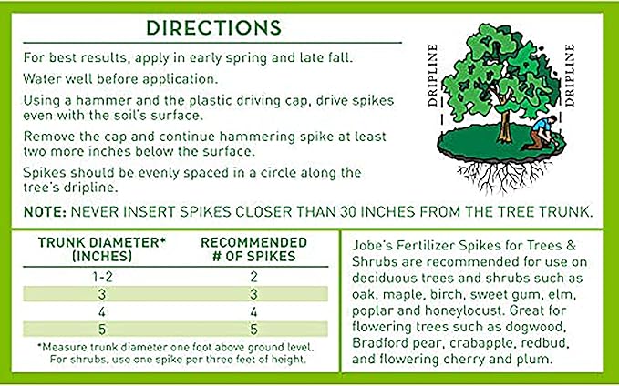 Jobe’s Slow Release Tree and Shrub Fertilizer Spikes, Easy Plant Care for Oak, Maple, Dogwood, Boxwood, and Many More Acid Loving Trees and Shrubs, 5 Count