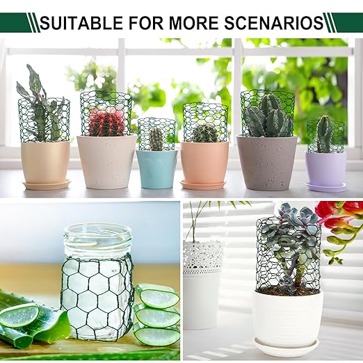Floral Wire Netting, 4 x 394 Inch Flower Mesh Netting, Chicken Wire for Floral Arrangement, Galvanized Hexagonal Chicken Wire Fence with Plier Gloves, Protect Plant & Decorate Flower Arch, DIY Craft