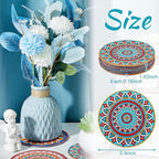 Nuanchu 6 Pieces Boho Plant Coasters 5.9 Inch Rubber Absorbent Non Slip Plant Pot Mats for Gardening Indoor Outdoor Round Bohemian Mandala Decorative Plants Saucers for Table Floor Protection Home