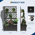 IDEAHOUSE Steel Raised Garden Bed w/Trellis & Privacy Screen - 71x35x16 in Planter Box w/Lockable Casters, Drainage Holes for Vines, Vegetables on Patio, Deck, Yard, Black
