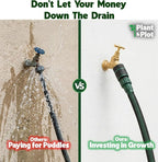 Flat Soaker Hose 50ft (25ft 2-Pack) for Garden // Drip Hose for Garden Beds, Lawns and Trees // Heavy Duty Leakproof Design with Quick Connect // Linkable Irrigation System for Vegetables and Flowers