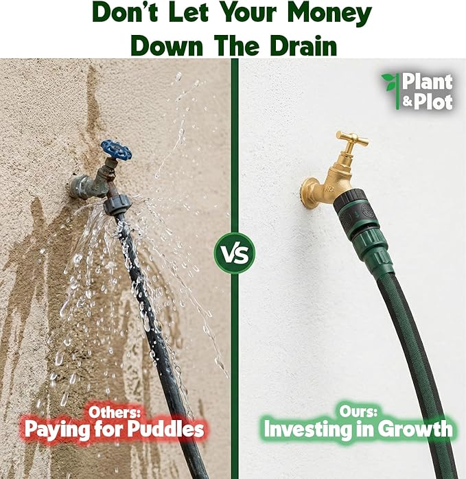 Flat Soaker Hose 150ft (75ft 2-Pack) for Garden // Drip Hose for Garden Beds, Lawns and Trees // Heavy Duty Leakproof Design with Quick Connect // Linkable Irrigation System for Vegetables and Flowers
