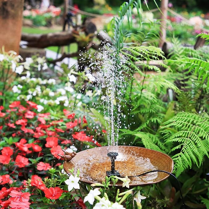 AISITIN 2.5W Solar Fountain Pump, DIY Outdoor Solar Water Fountain with 6 Nozzles and 4ft Water Pipe, Solar Powered Pump for Bird Bath, Ponds, Garden and Fish Tank Garden, Pond